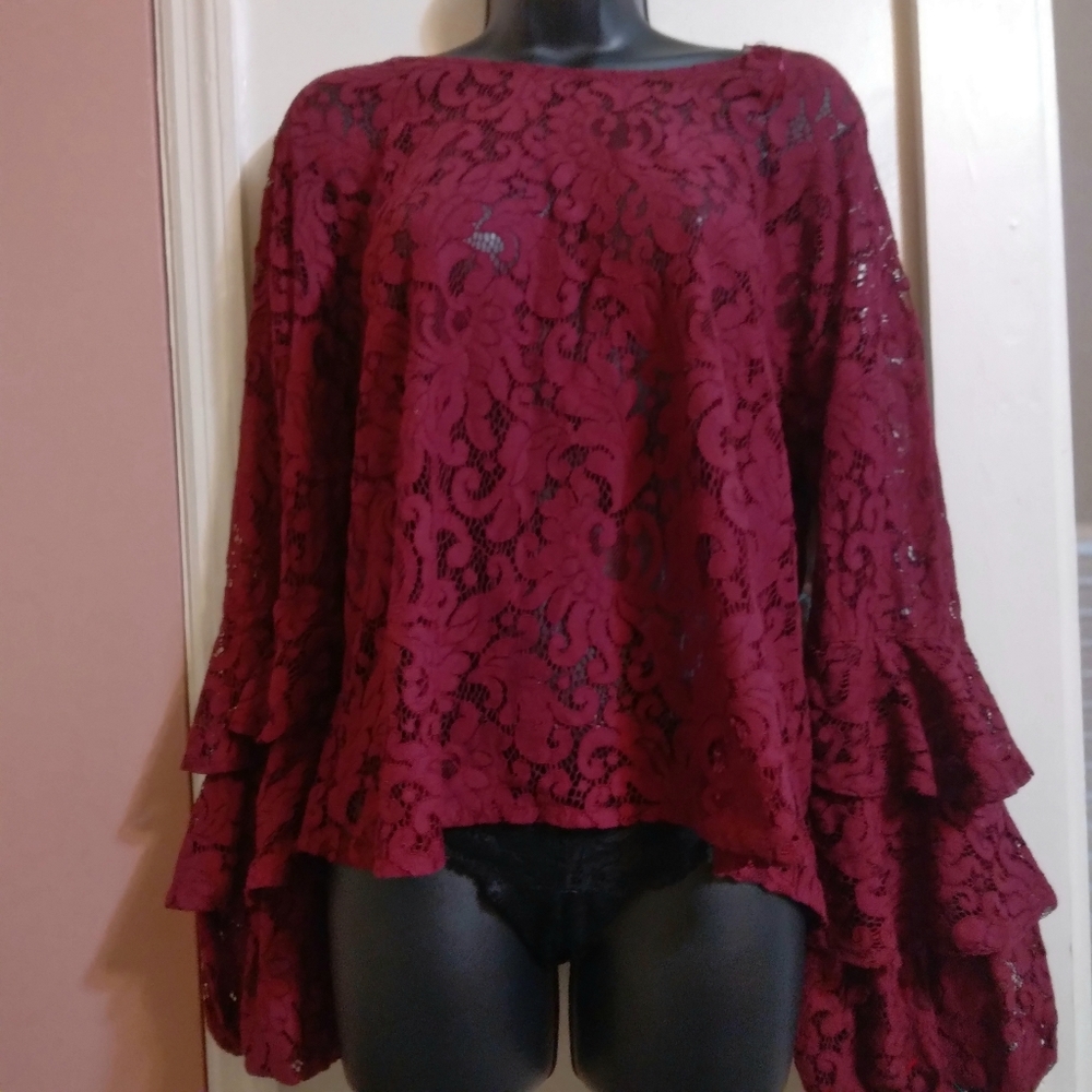 Women's lace top with bell sleeves
